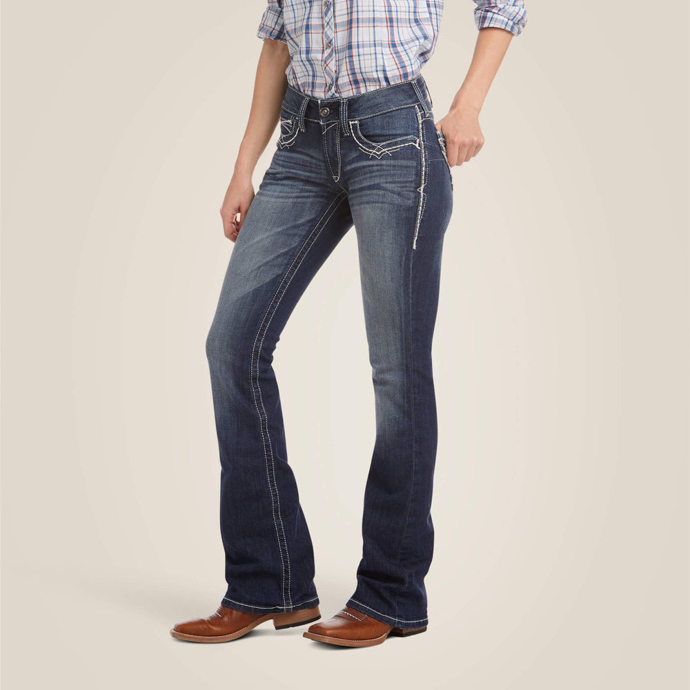 R.E.A.L. Mid Rise Stretch Entwined Boot Cut Jean Women - MARINE