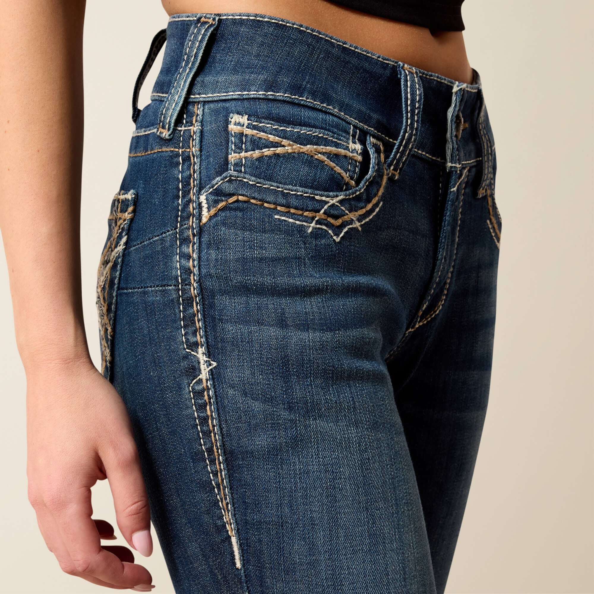 R.E.A.L. Mid Rise Stretch Entwined Festival Boot Cut Jean Women - FESTIVAL BLUE