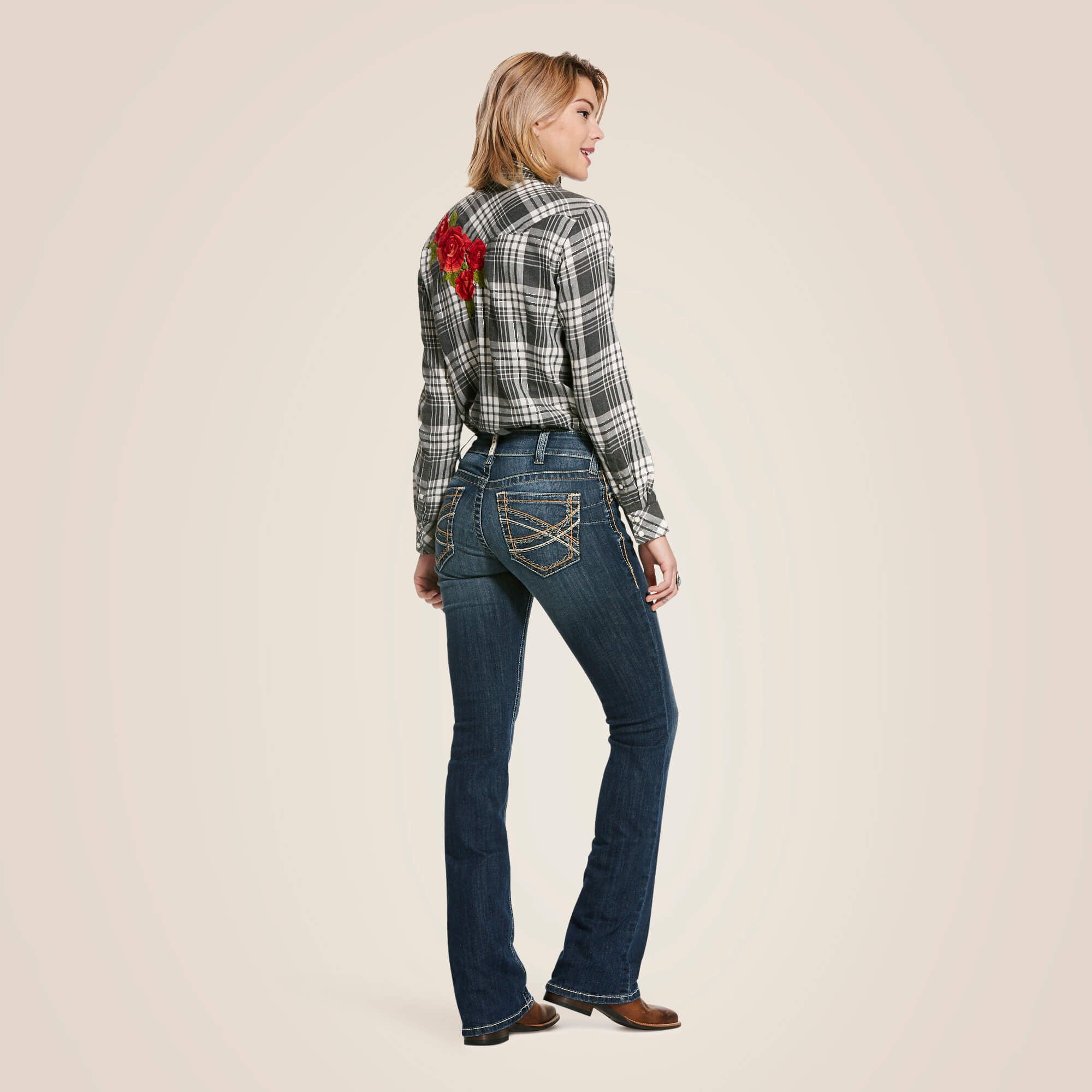 R.E.A.L. Mid Rise Stretch Entwined Festival Boot Cut Jean Women - FESTIVAL BLUE
