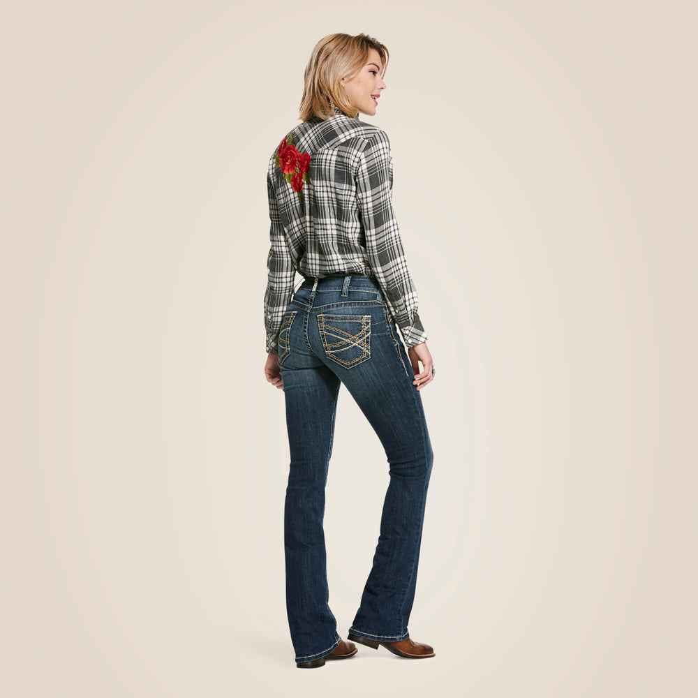 R.E.A.L. Mid Rise Stretch Entwined Festival Boot Cut Jean Women - FESTIVAL BLUE