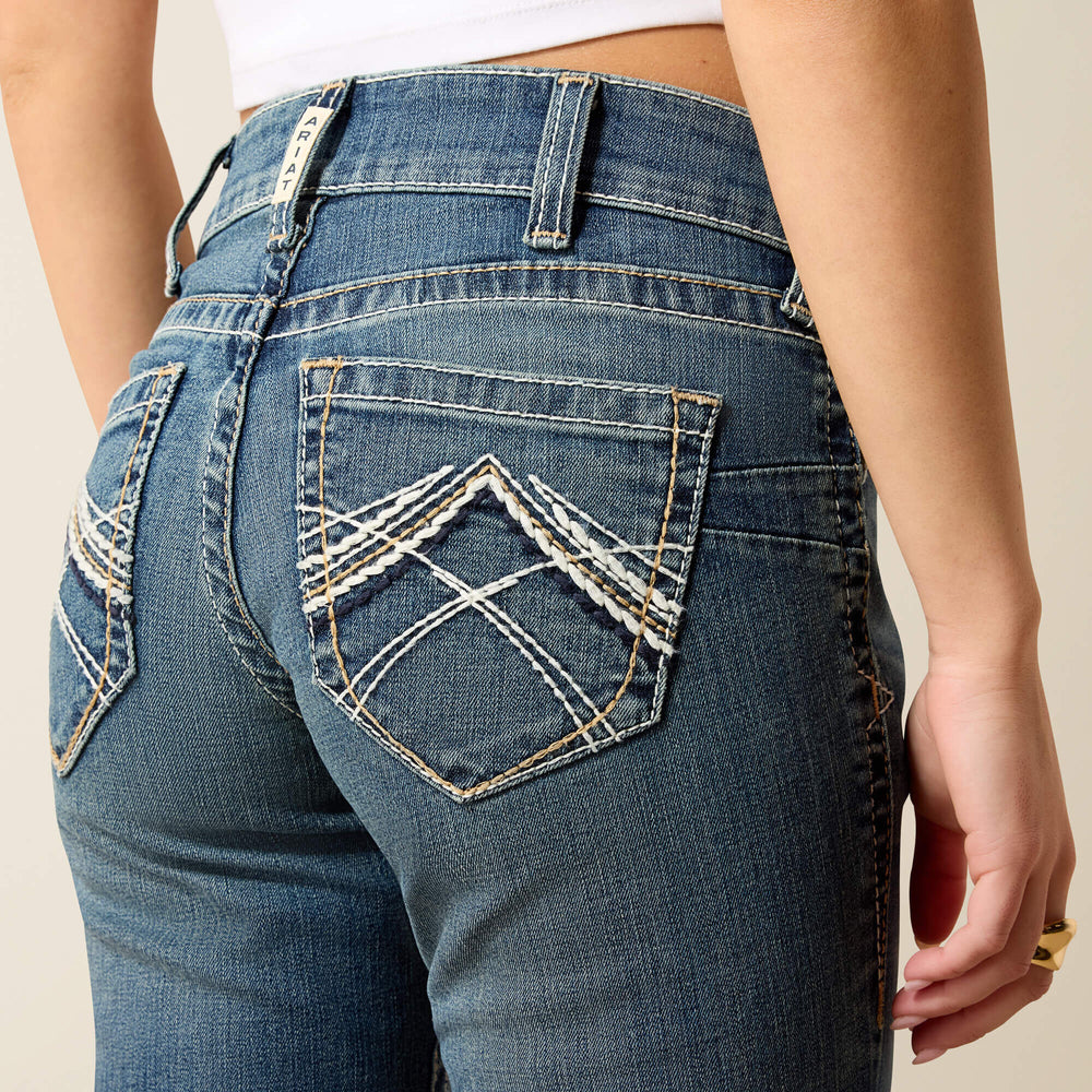 R.E.A.L. Mid Rise Stretch Whipstitch Boot Cut Jean Women - RAINSTORM