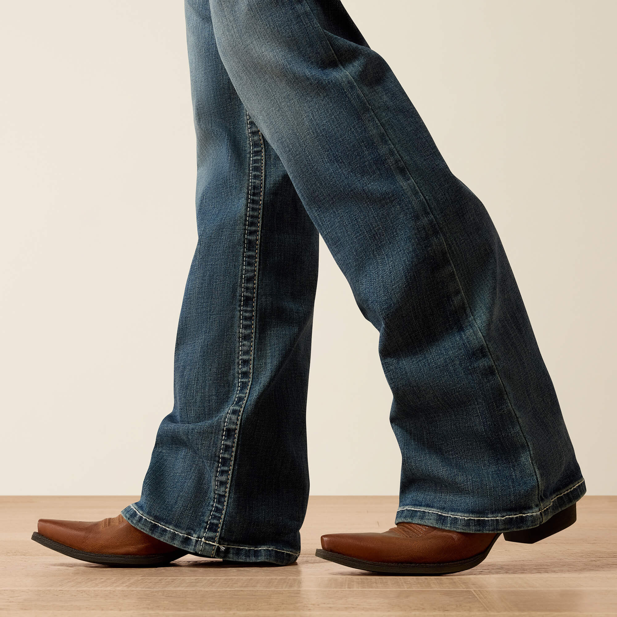 R.E.A.L. Mid Rise Stretch Whipstitch Boot Cut Jean Women - RAINSTORM