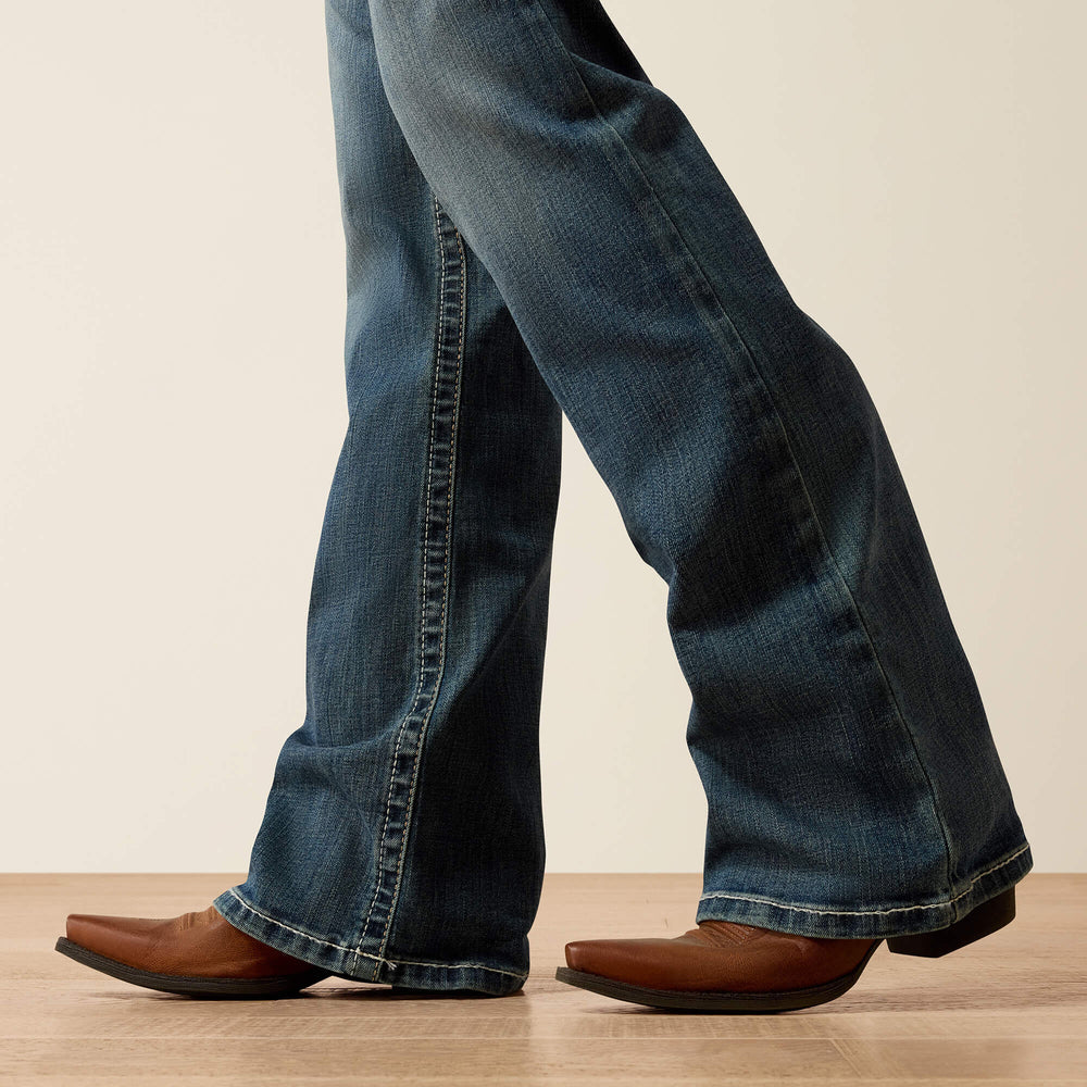 R.E.A.L. Mid Rise Stretch Whipstitch Boot Cut Jean Women - RAINSTORM