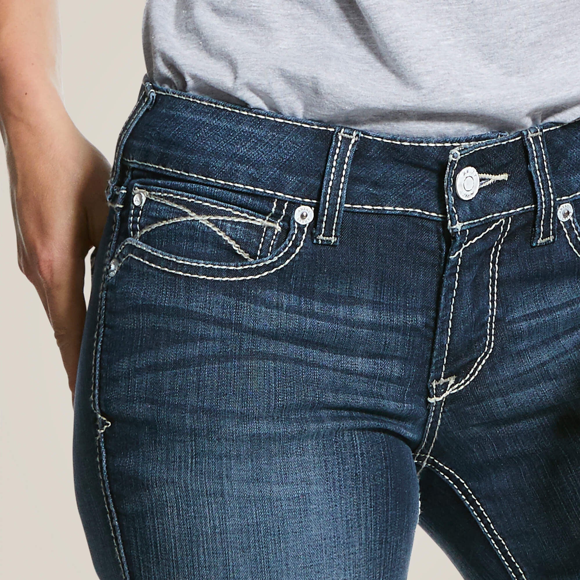 R.E.A.L. Mid Rise Arrow Fit Stretch Shayla Boot Cut Jean Women - GEMSTONE