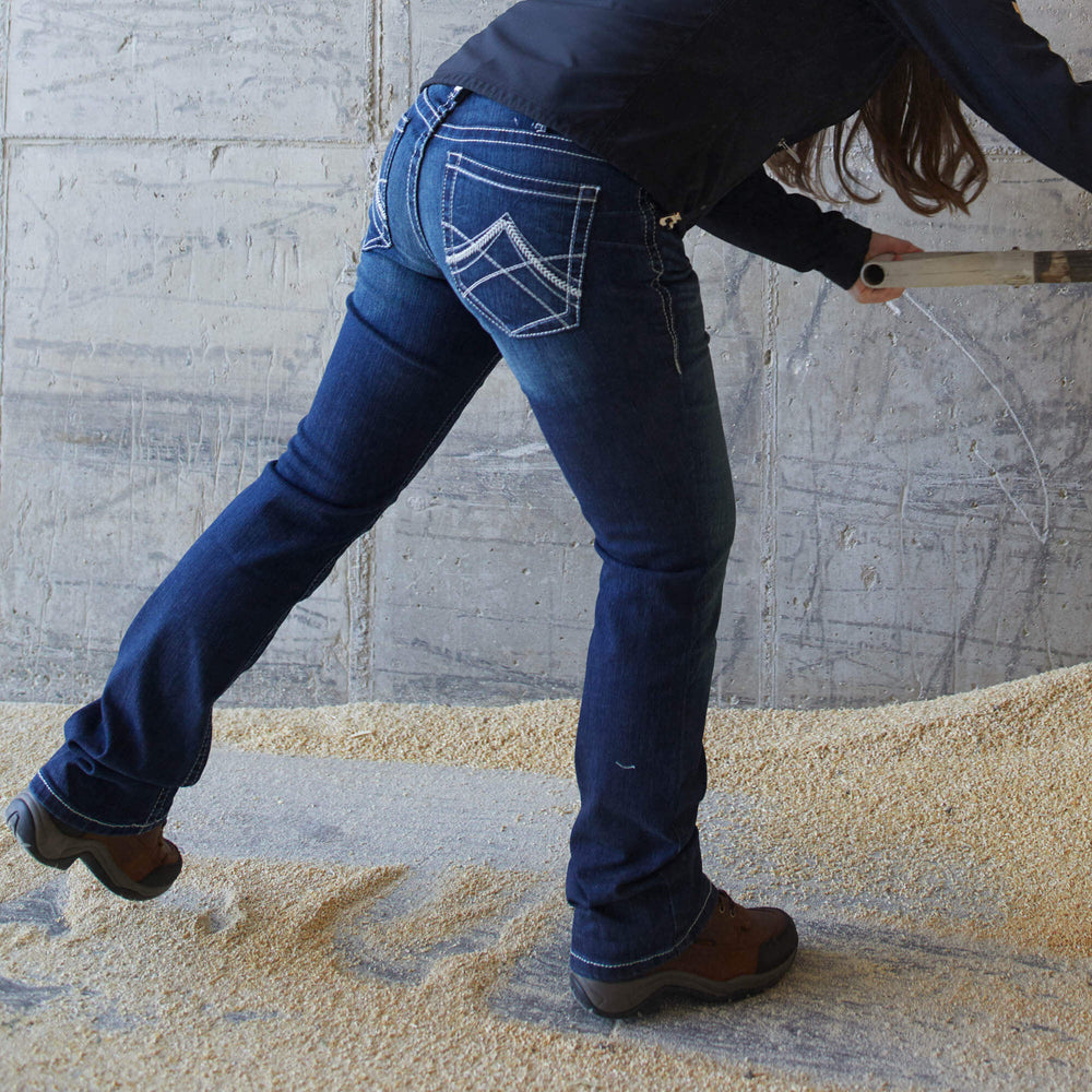 R.E.A.L. Mid Rise Stretch Whipstitch Boot Cut Jean Women - OCEAN