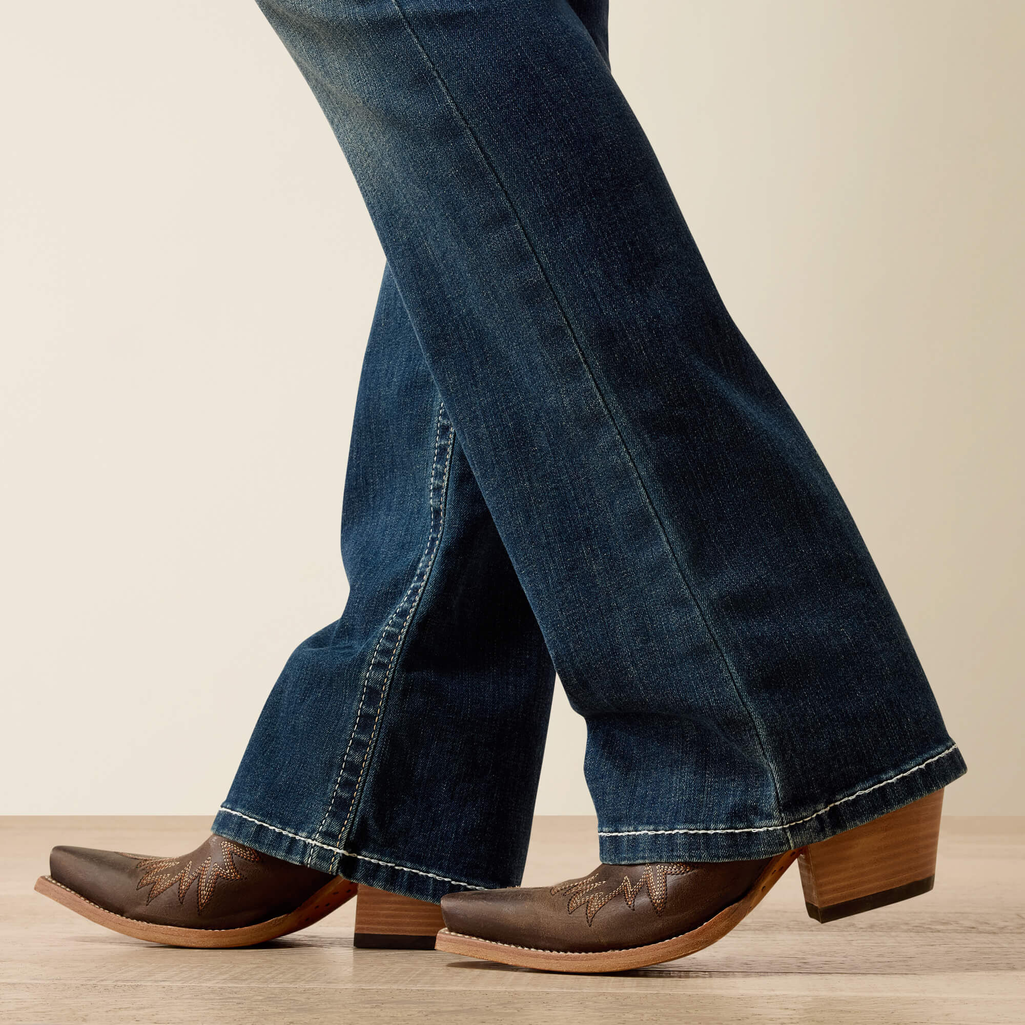R.E.A.L. Mid Rise Stretch Whipstitch Boot Cut Jean Women - OCEAN