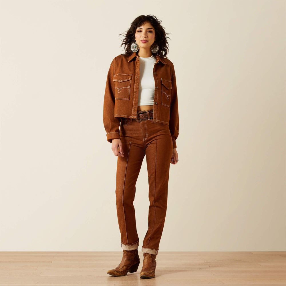 Ultra High Rise Relaxed Straight Leg Jean Women - PECAN BROWN