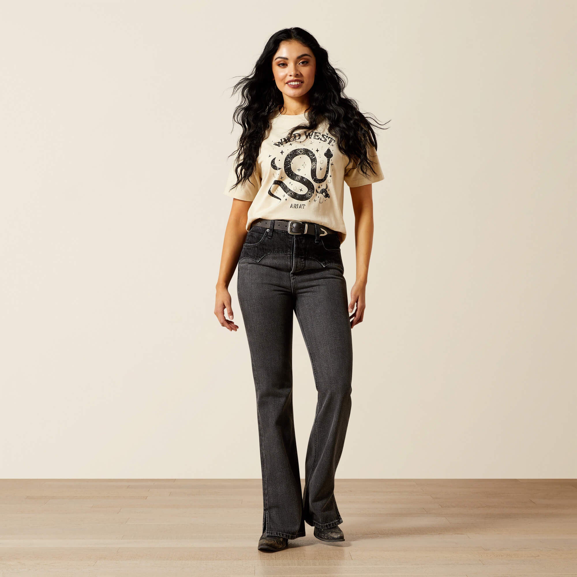 Ultra High Rise Cheyenne Yoke Tomboy Boot Cut Jean Women - BLACK