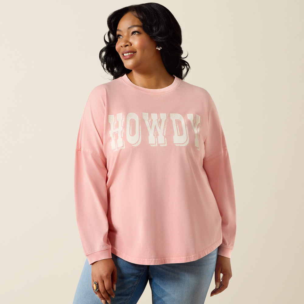 Canvas Oversized Long Sleeve T-Shirt Women - PEACH AMBER