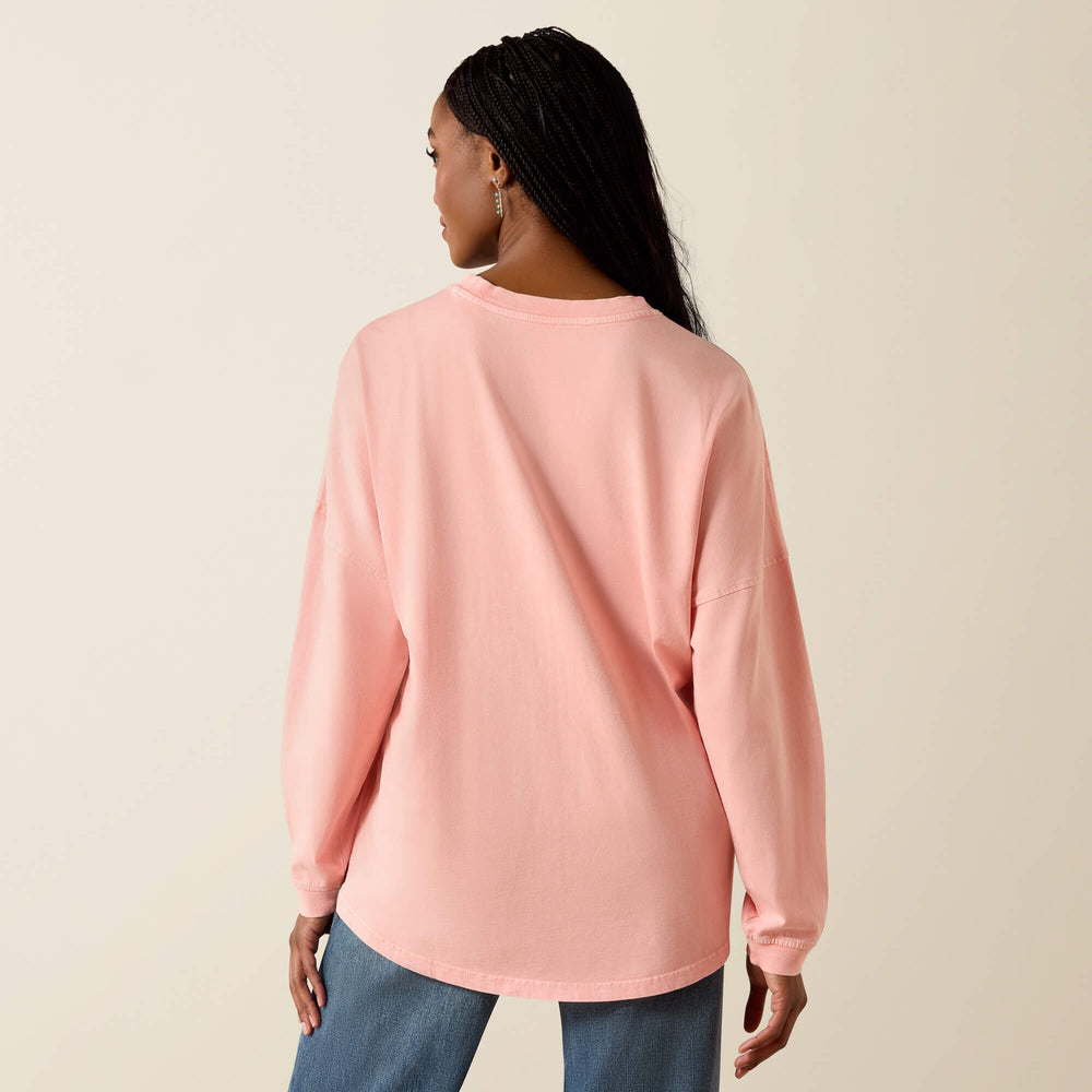 Canvas Oversized Long Sleeve T-Shirt Women - PEACH AMBER