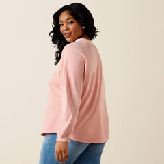 Canvas Oversized Long Sleeve T-Shirt Women - PEACH AMBER