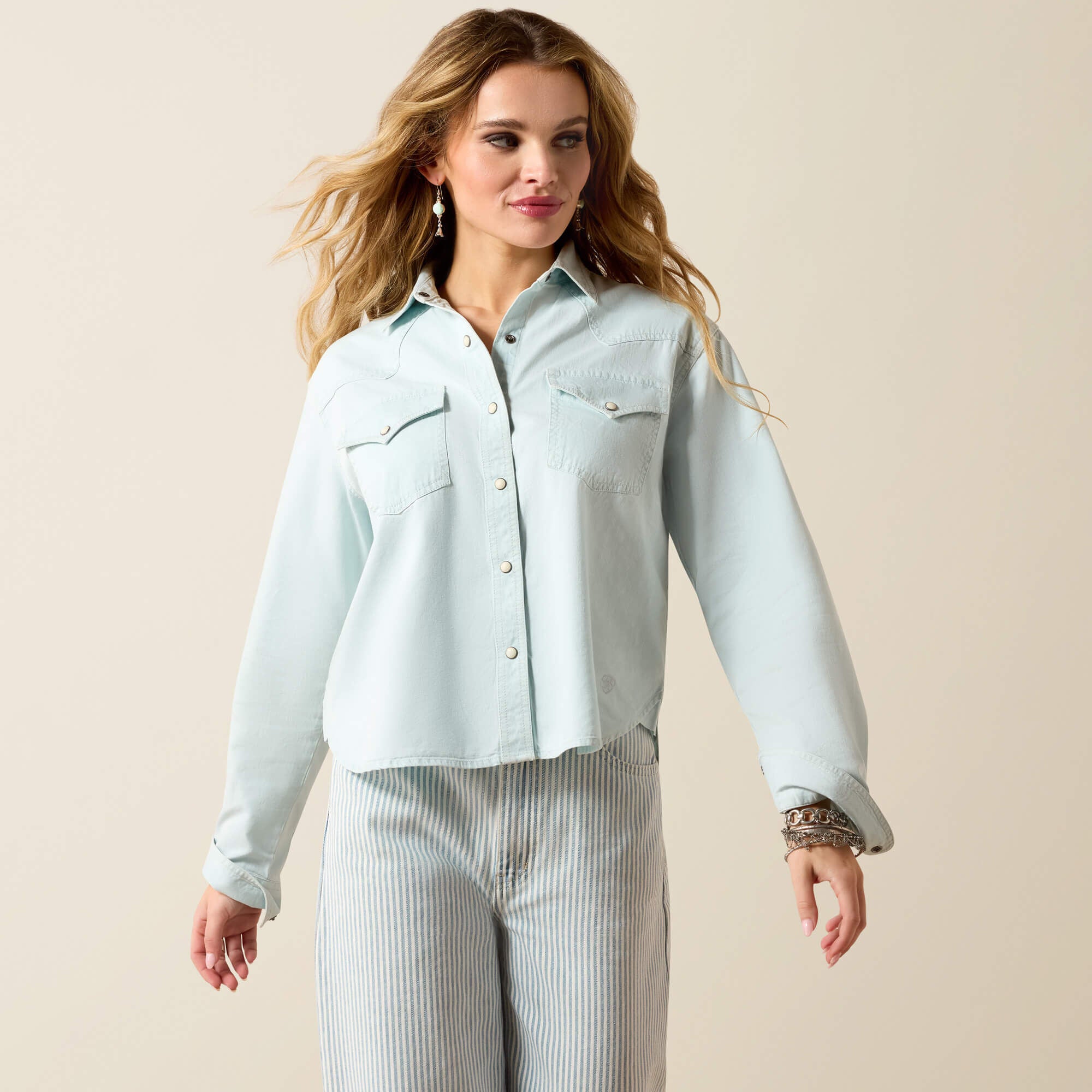 Asheville Snap Shirt Women - LIGHT WASH INDIGO