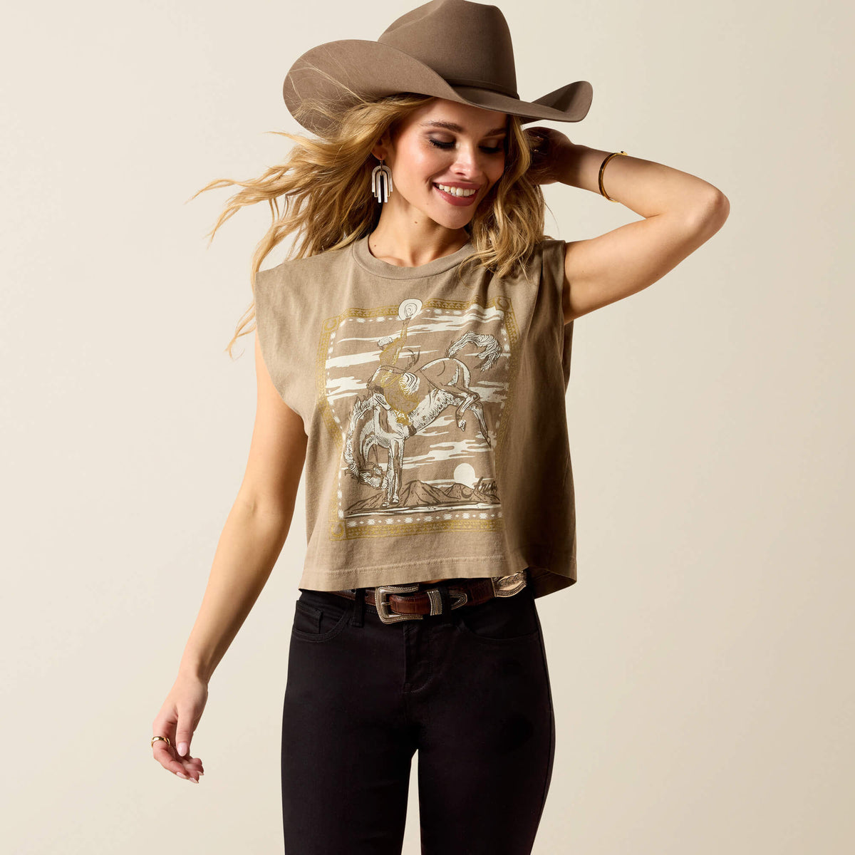 Ariat Bandana Rider T-Shirt Women - FADED BROWN