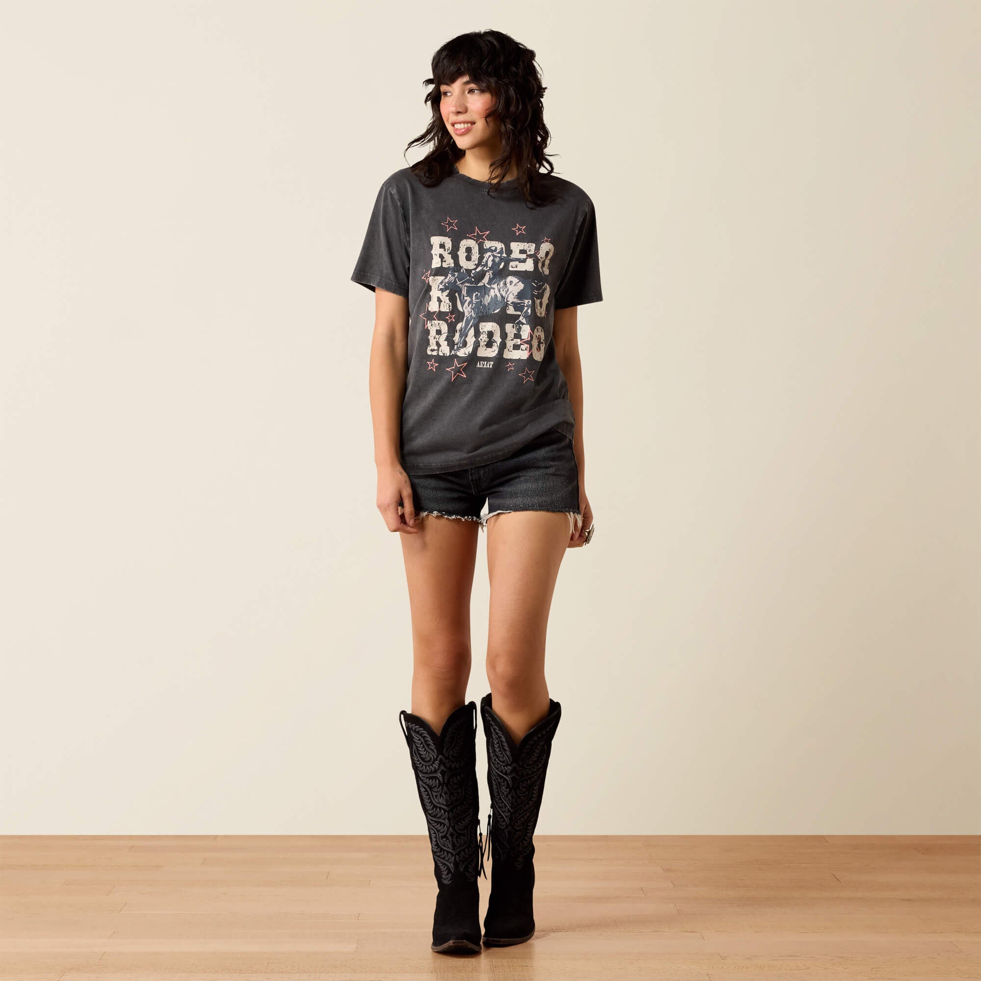 Star Spangled Rodeo T-Shirt Women - CHARCOAL MINERAL WASH
