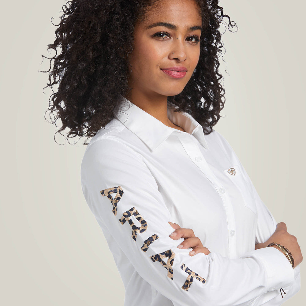 Team Kirby Stretch Shirt Women - WHITE W/ LEOPARD LOGO