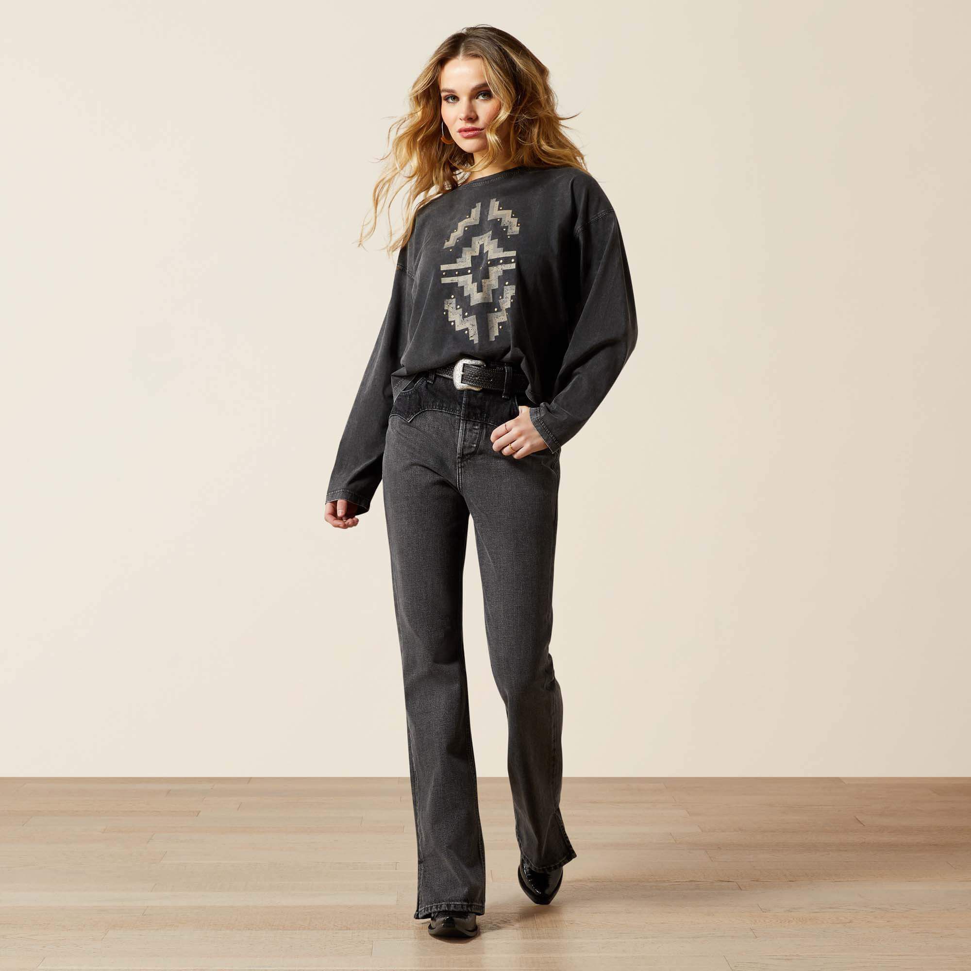Hesperia T-Shirt Women - BLACK MINERAL WASH