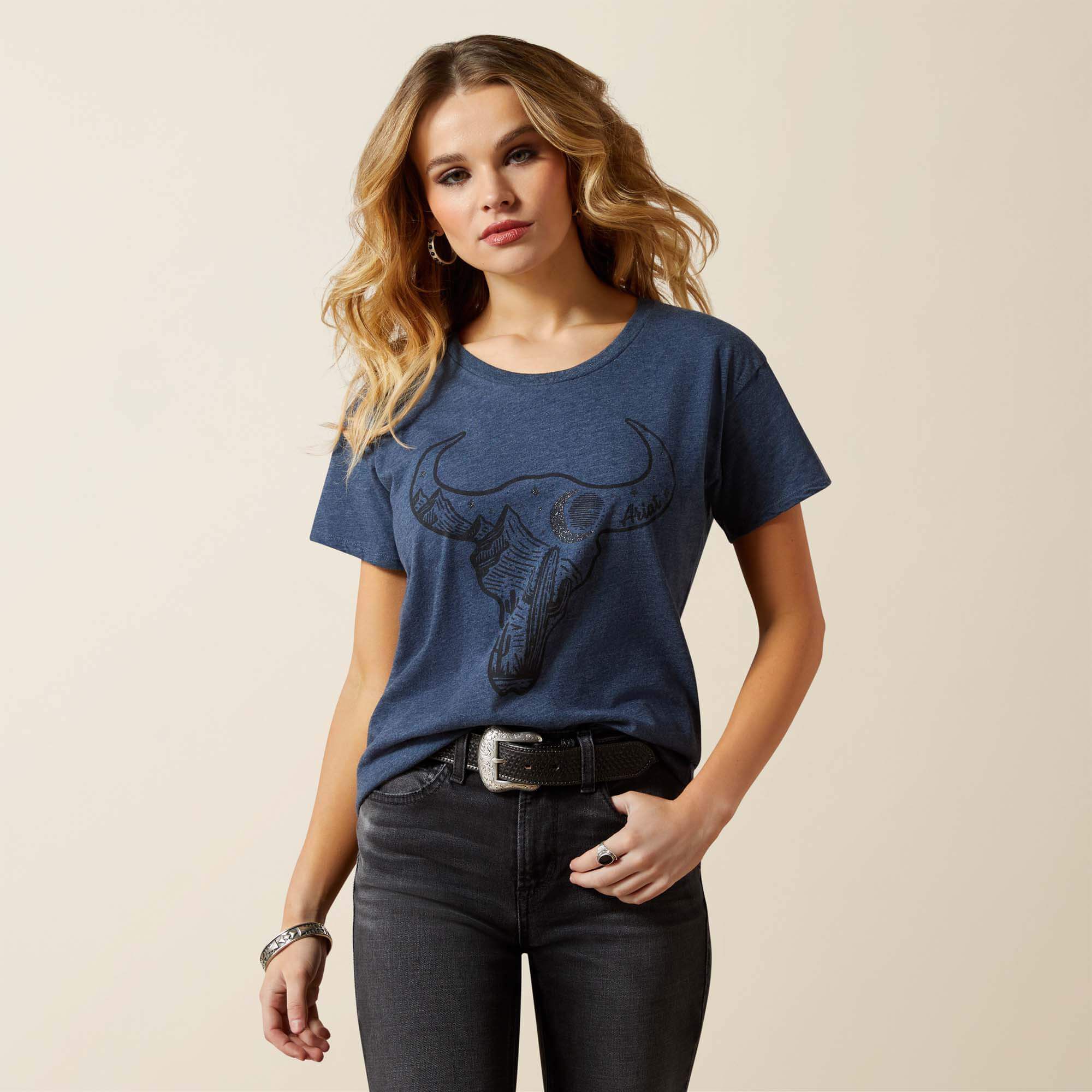 Ariat Bull Night Sky T-Shirt Women - NAVY HEATHER