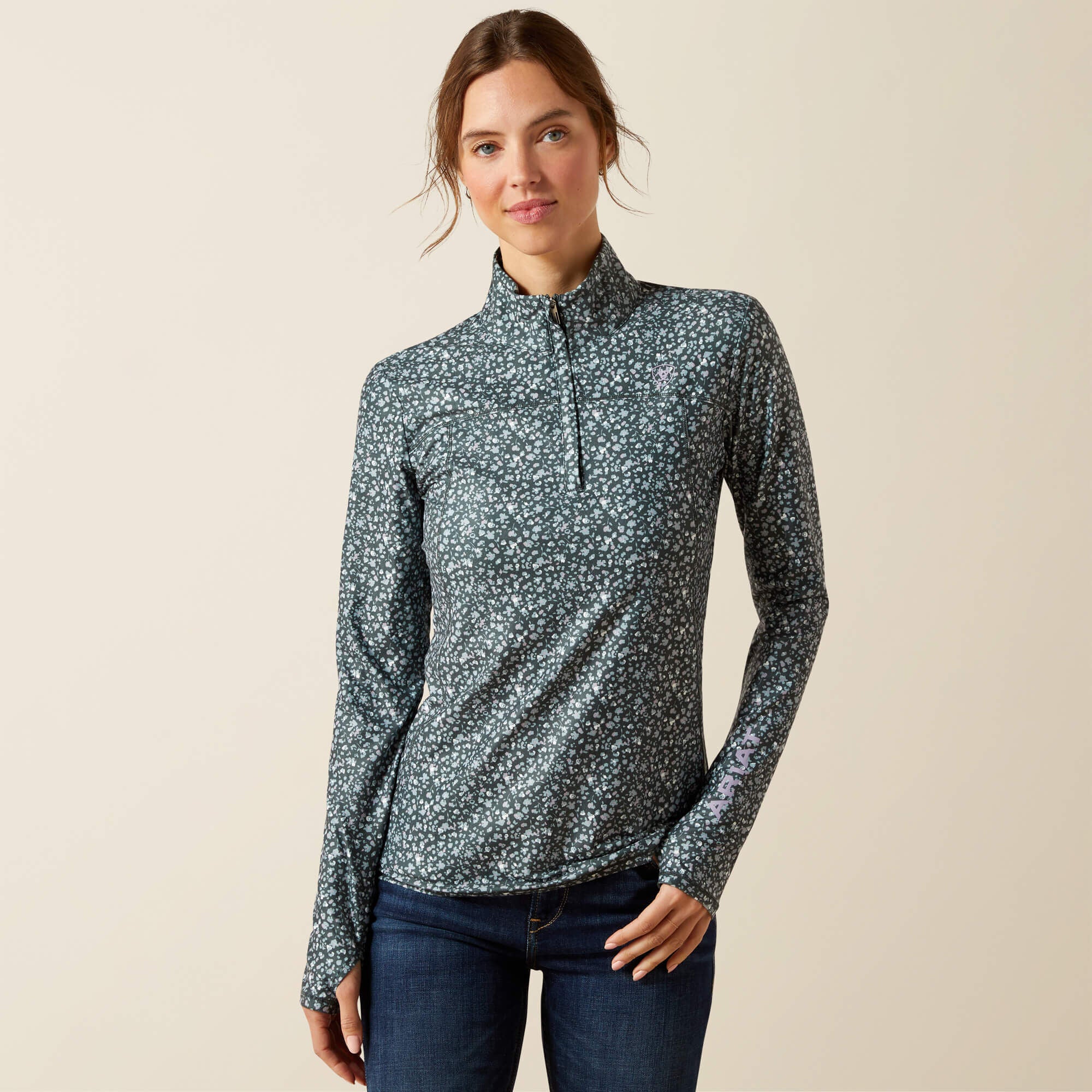 Lowell 3.0 1/4 Zip Baselayer Women - FLOWER DITSY