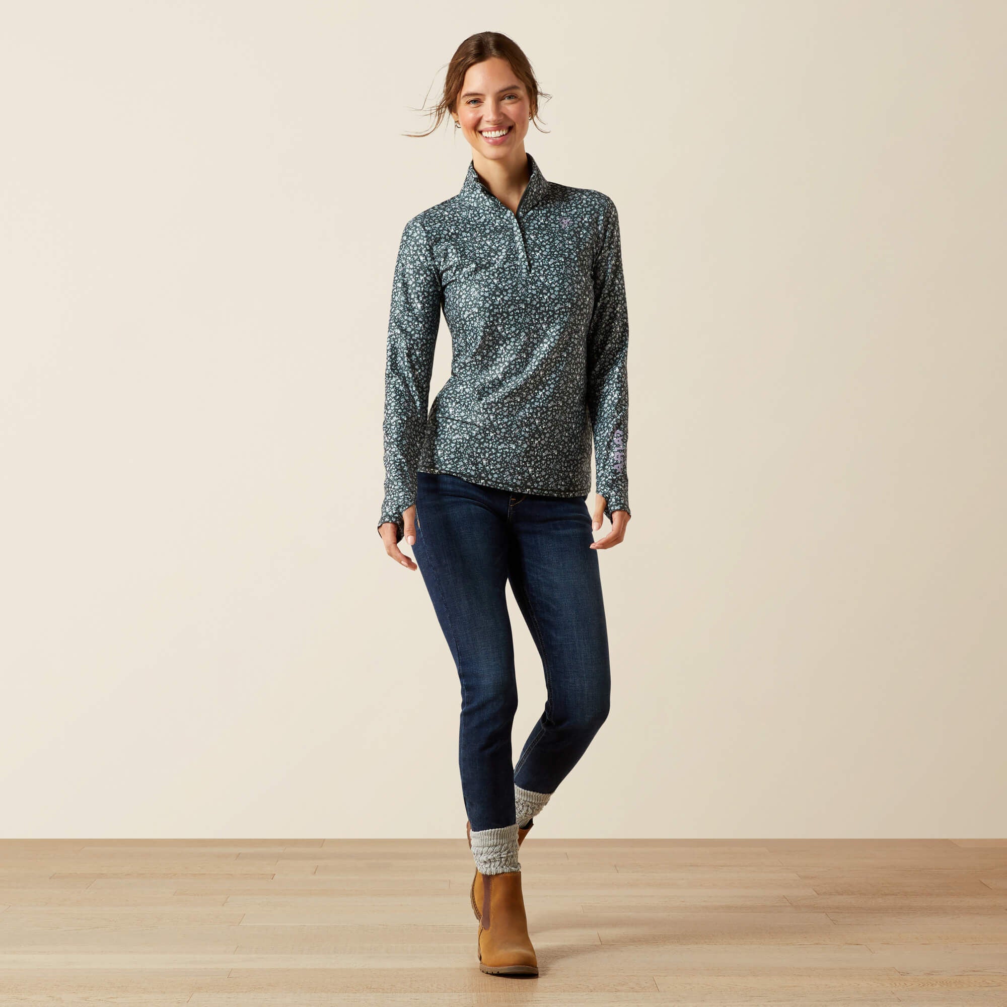 Lowell 3.0 1/4 Zip Baselayer Women - FLOWER DITSY