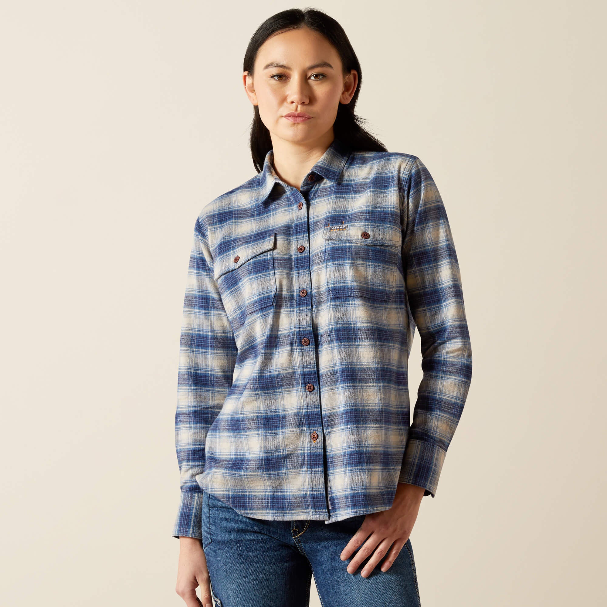 Rebar Flannel DuraStretch Work Shirt Women - NAVY
