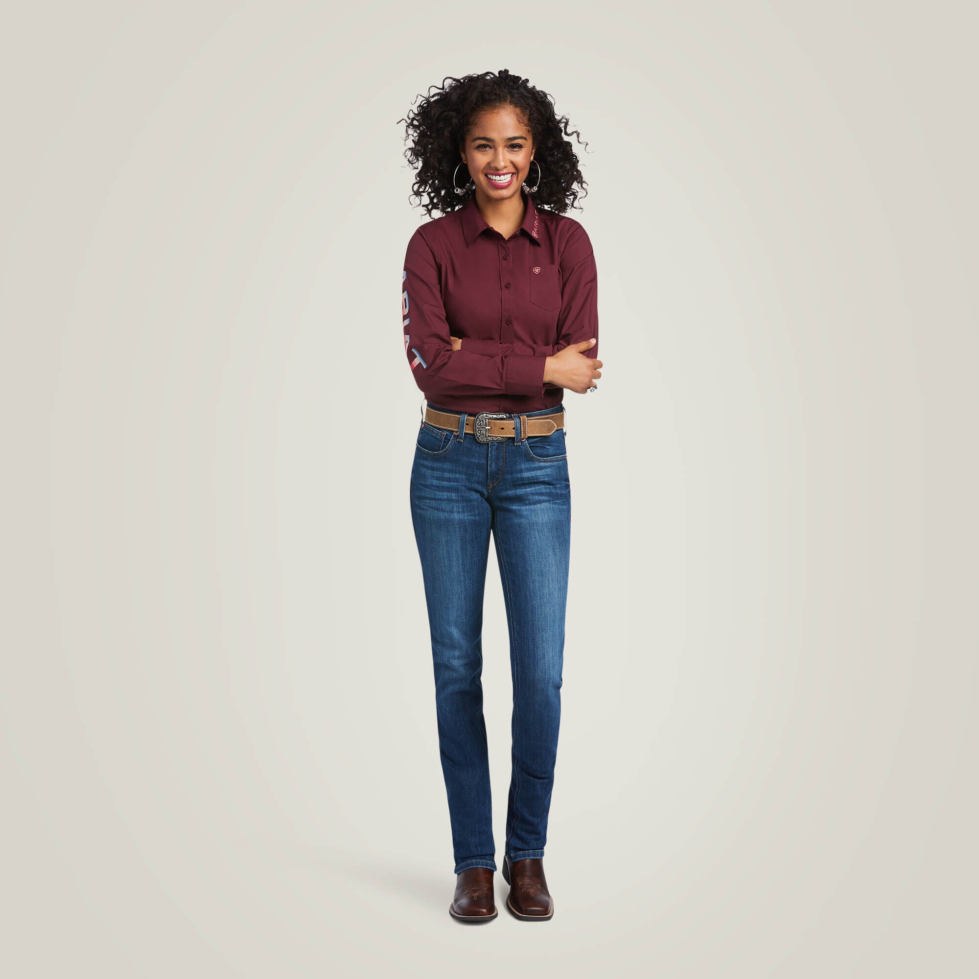 Team Kirby Stretch Shirt Women - ZINFANDEL