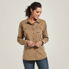 Rebar Washed Twill Work Shirt Women - KHAKI