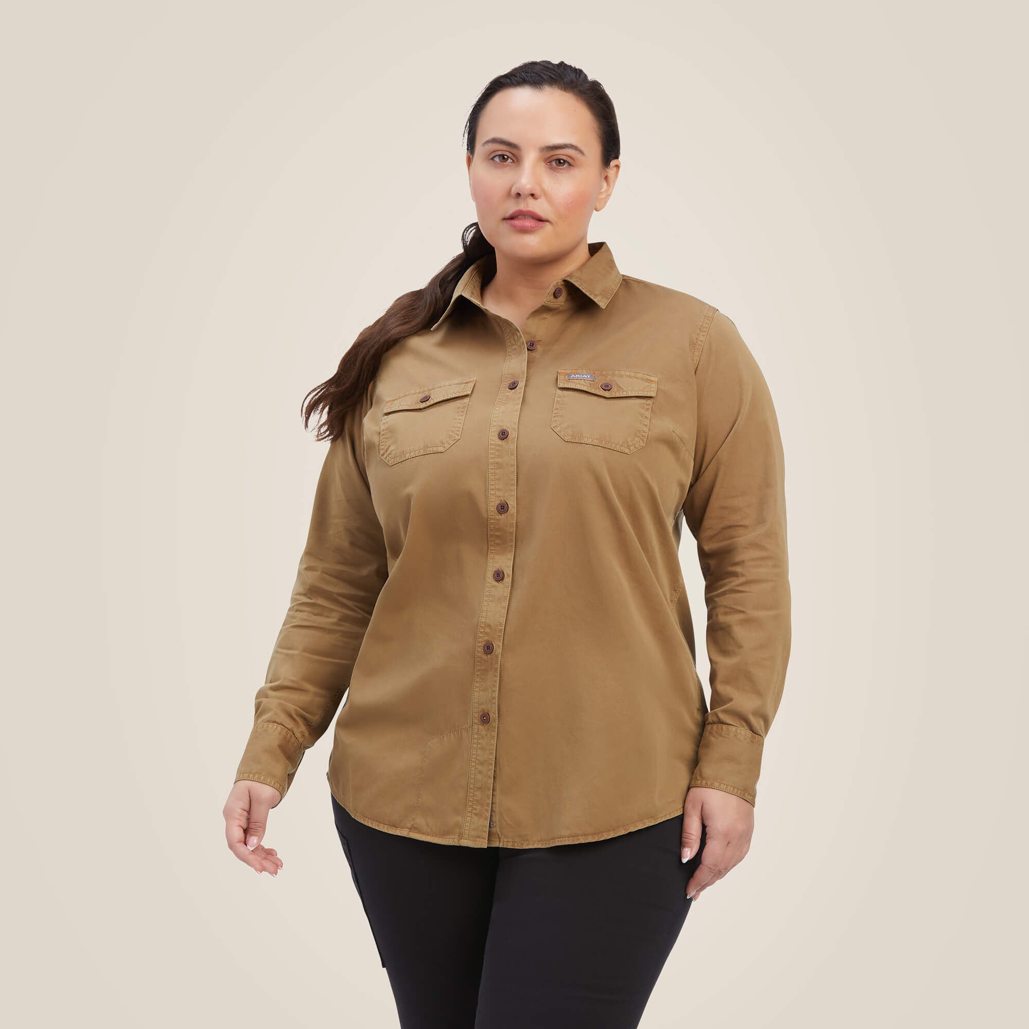Rebar Washed Twill Work Shirt Women - KHAKI