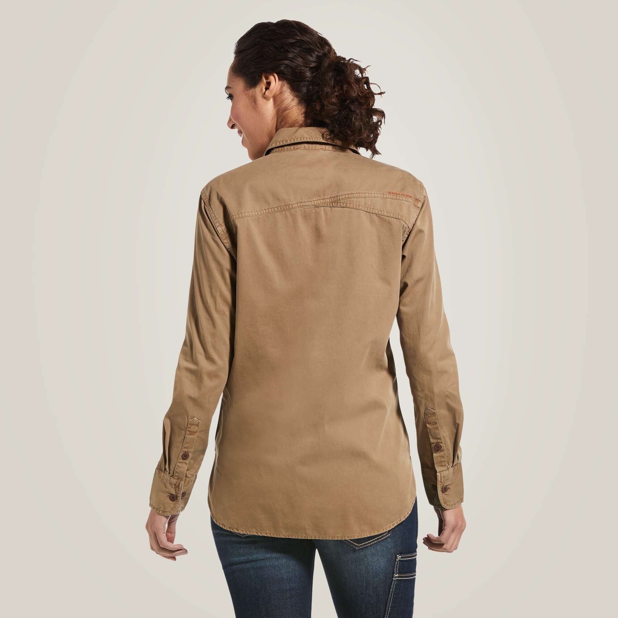 Rebar Washed Twill Work Shirt Women - KHAKI