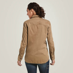 Rebar Washed Twill Work Shirt Women - KHAKI