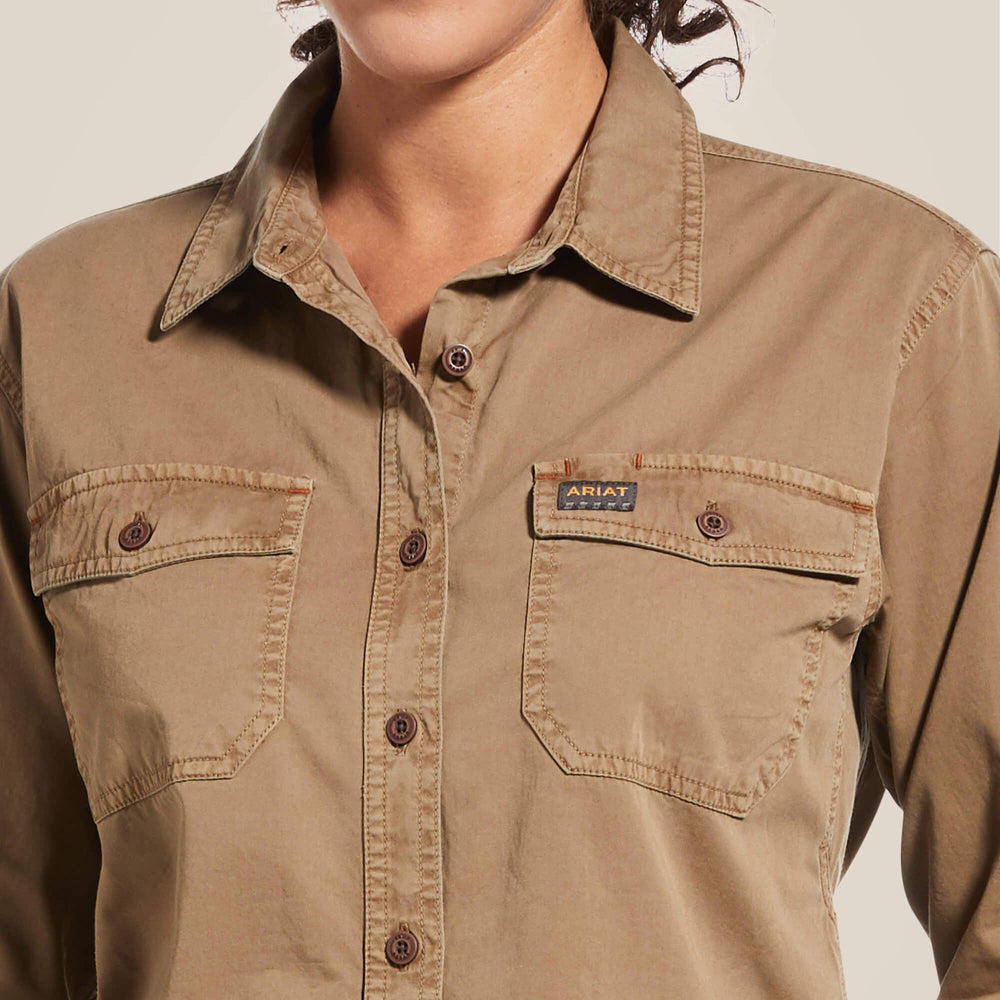 Rebar Washed Twill Work Shirt Women - KHAKI