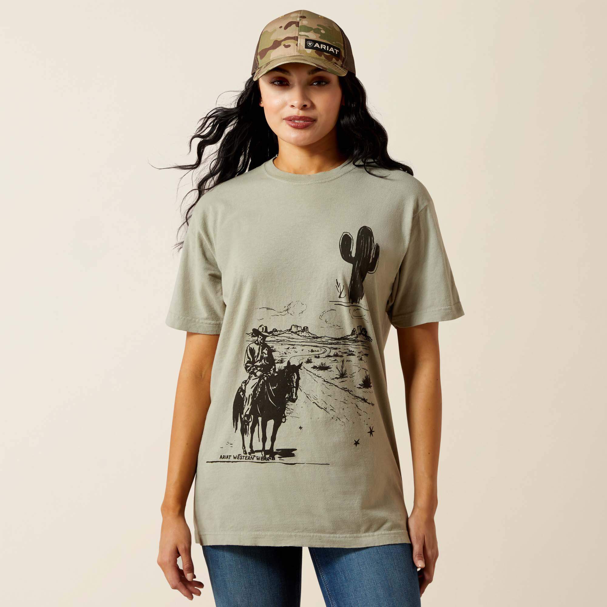 Ariat Sketchy Cowboy T-Shirt Women - SANDSTONE