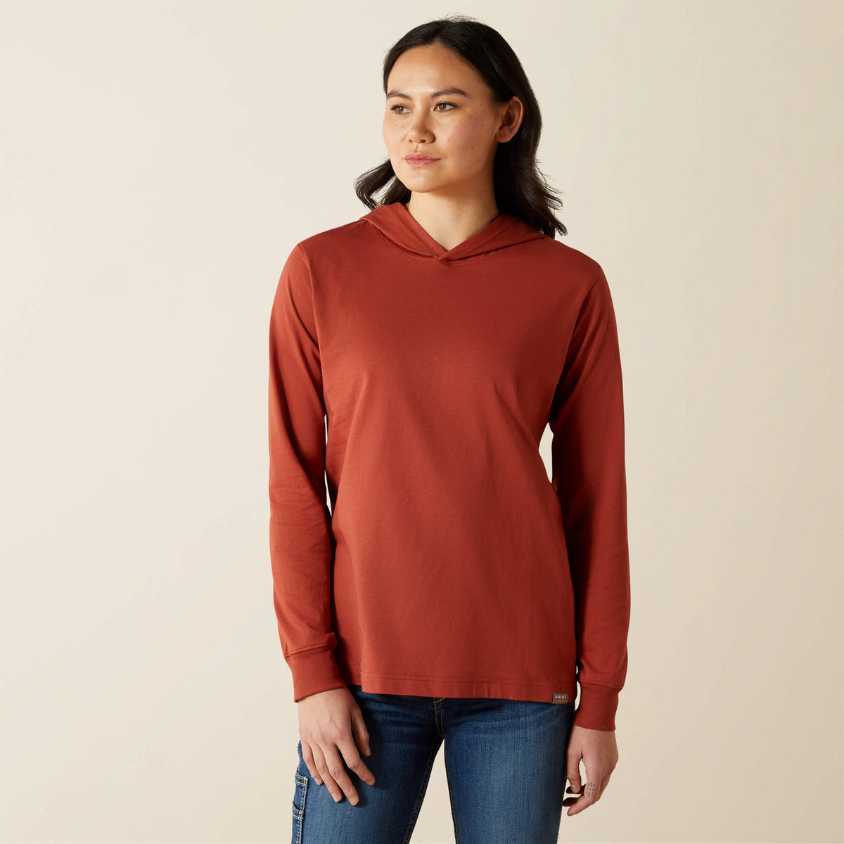 Rebar Cotton Strong Hooded T-Shirt Women - BARN RED