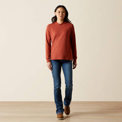 Rebar Cotton Strong Hooded T-Shirt Women - BARN RED