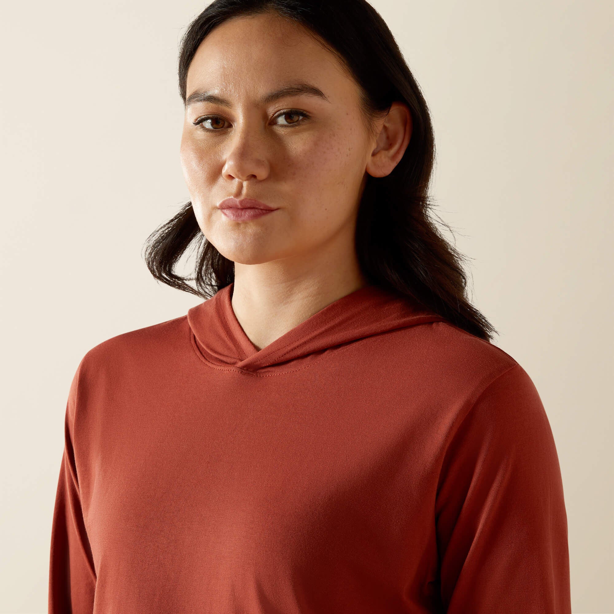 Rebar Cotton Strong Hooded T-Shirt Women - BARN RED