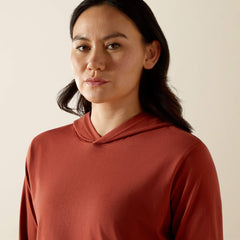 Rebar Cotton Strong Hooded T-Shirt Women - BARN RED