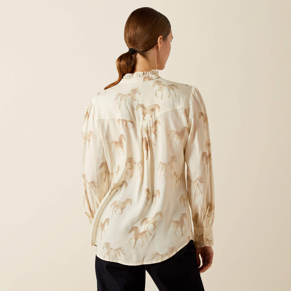 Cricklade Blouse Women - WATERCOLOR HORSE PRINT