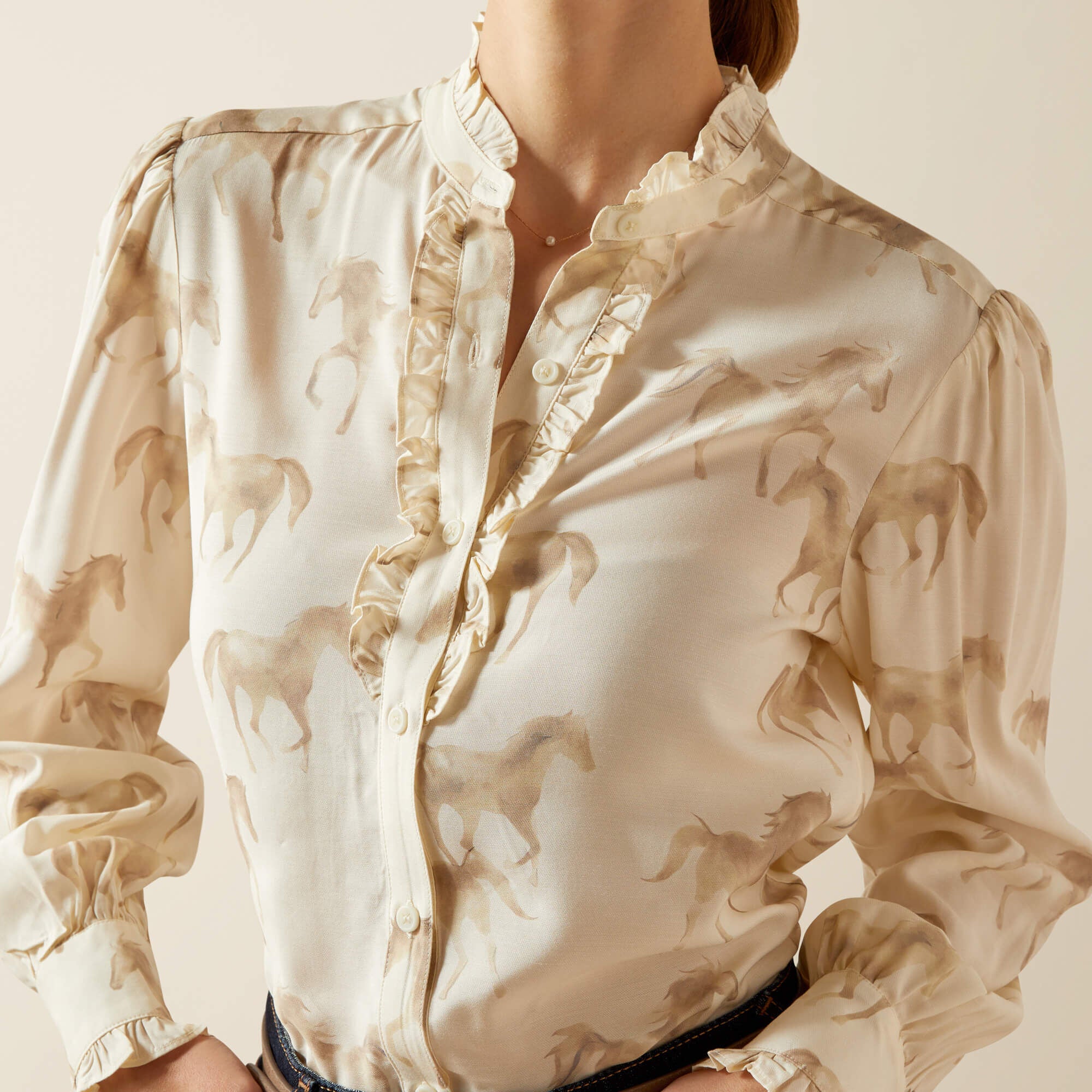 Cricklade Blouse Women - WATERCOLOR HORSE PRINT