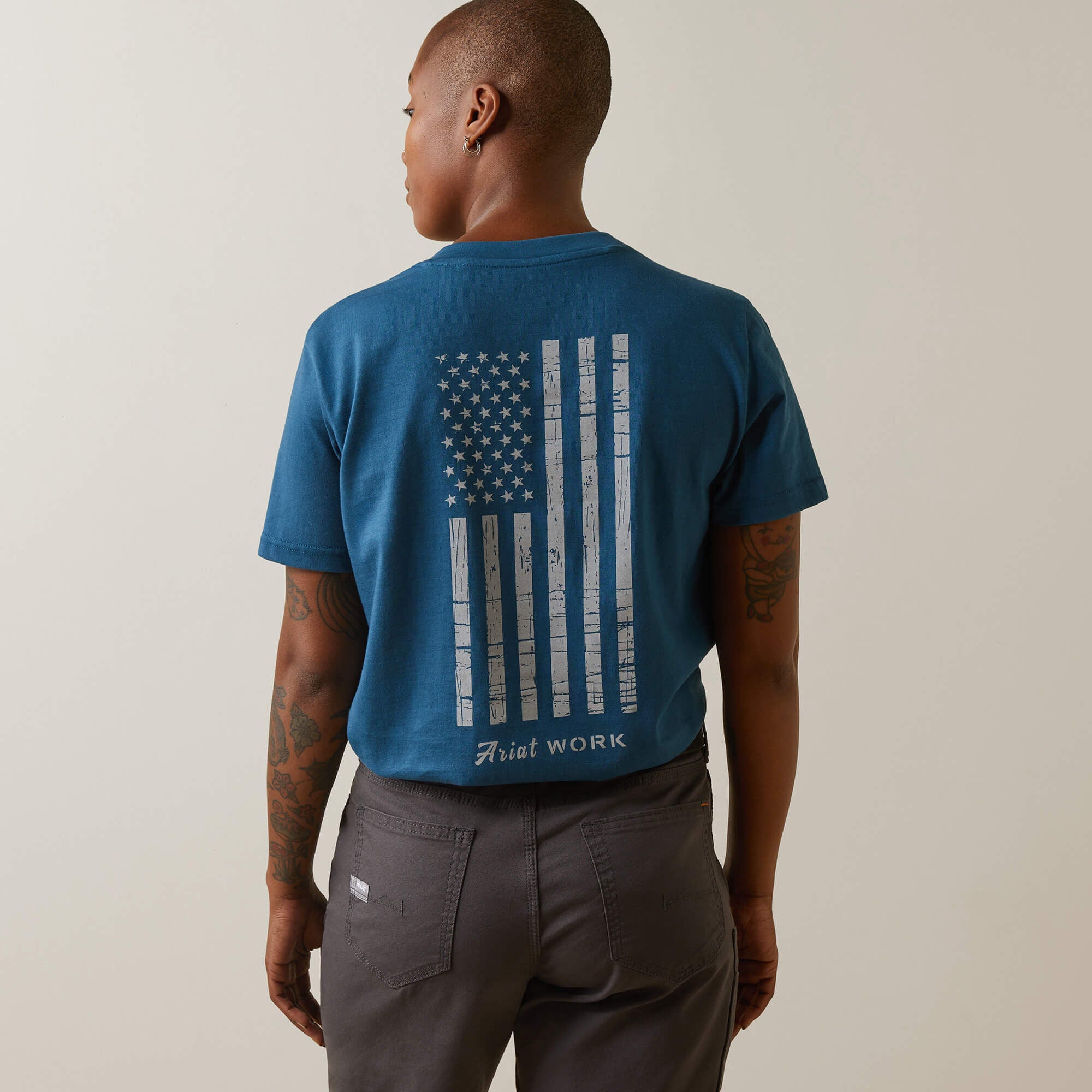 Rebar Cotton Strong American Flag Graphic T-Shirt Women - KEY LARGO