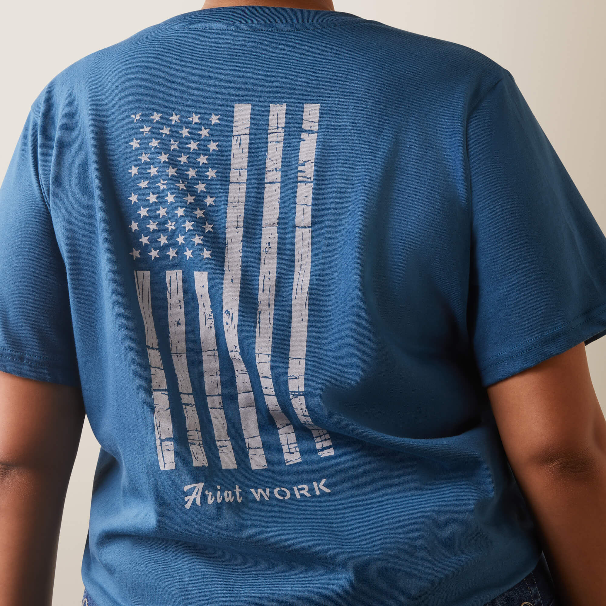 Rebar Cotton Strong American Flag Graphic T-Shirt Women - KEY LARGO