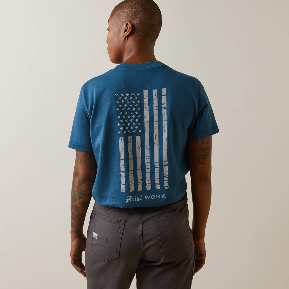 Rebar Cotton Strong American Flag Graphic T-Shirt Women - KEY LARGO