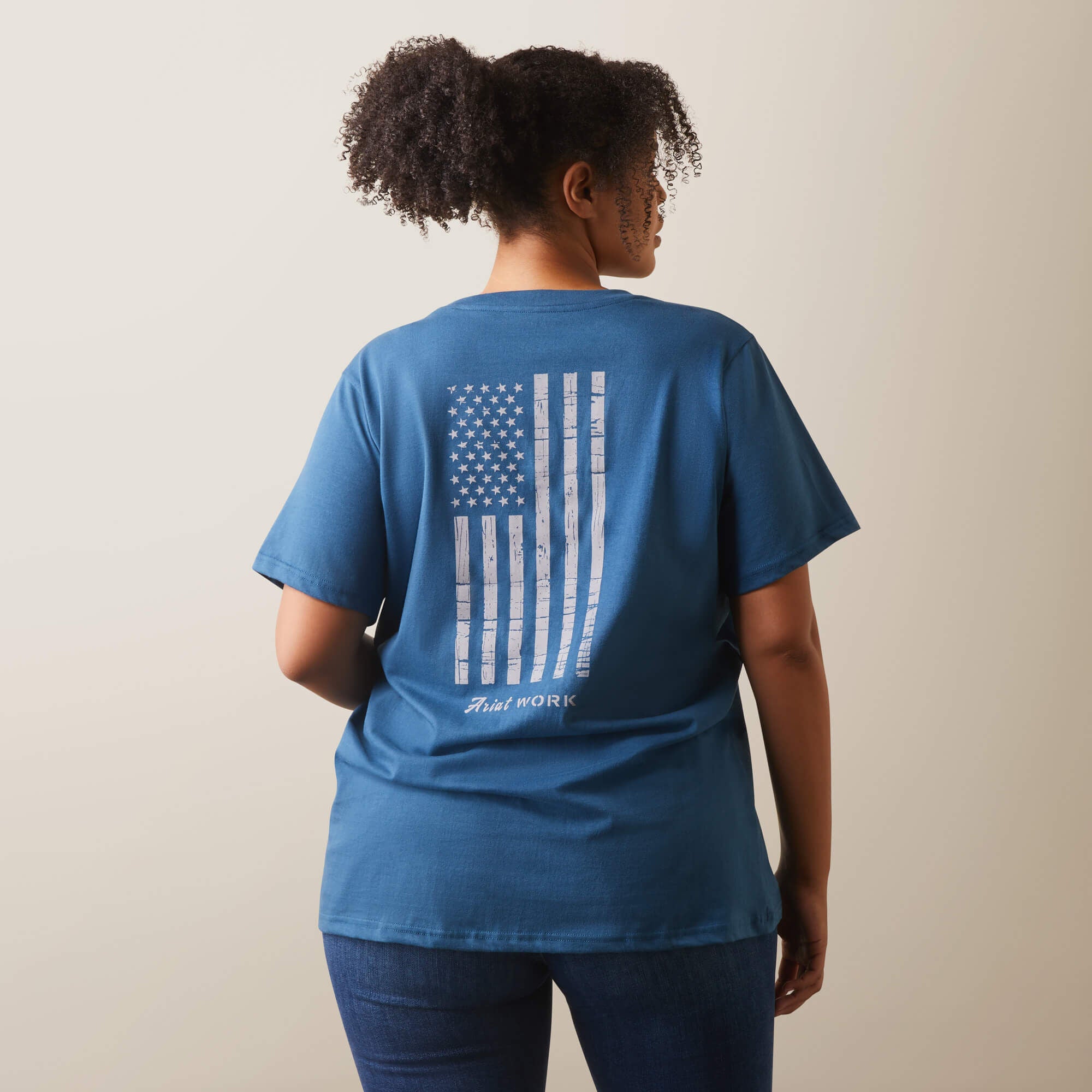 Rebar Cotton Strong American Flag Graphic T-Shirt Women - KEY LARGO