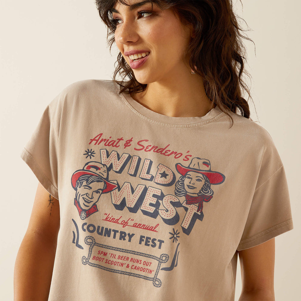 Sendero x Ariat Wild West Country Fest T-Shirt Women - SAVANNAH TAN MINERAL WASH