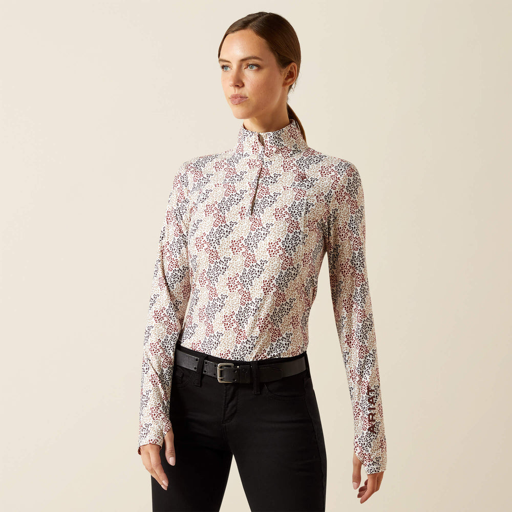 Lowell 3.0 1/4 Zip Baselayer Women - LEAFY PRINT