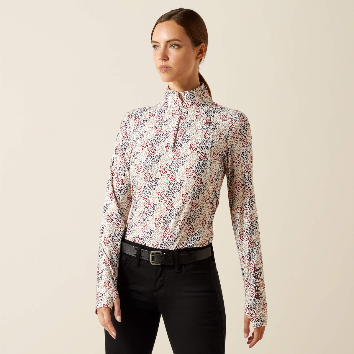 Lowell 3.0 1/4 Zip Baselayer Women - LEAFY PRINT