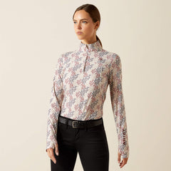 Lowell 3.0 1/4 Zip Baselayer Women - LEAFY PRINT