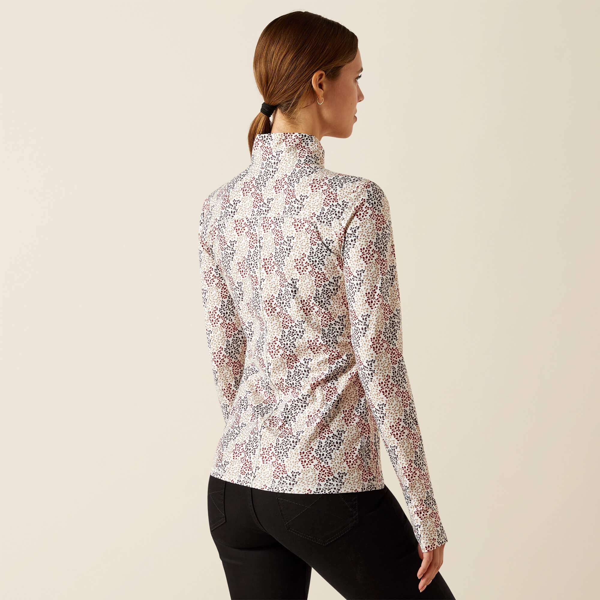 Lowell 3.0 1/4 Zip Baselayer Women - LEAFY PRINT