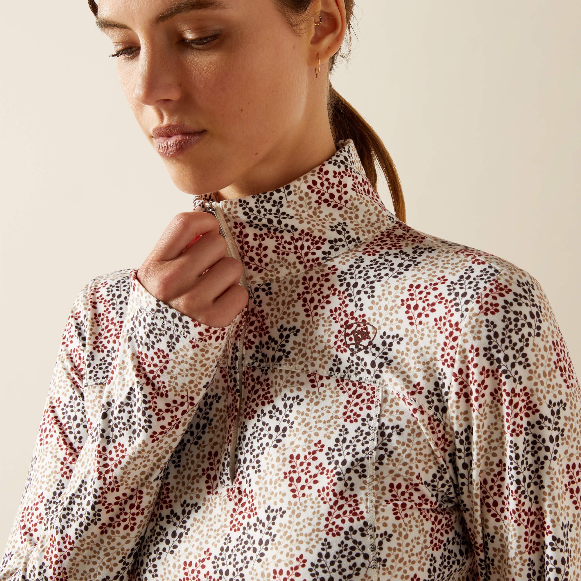 Lowell 3.0 1/4 Zip Baselayer Women - LEAFY PRINT