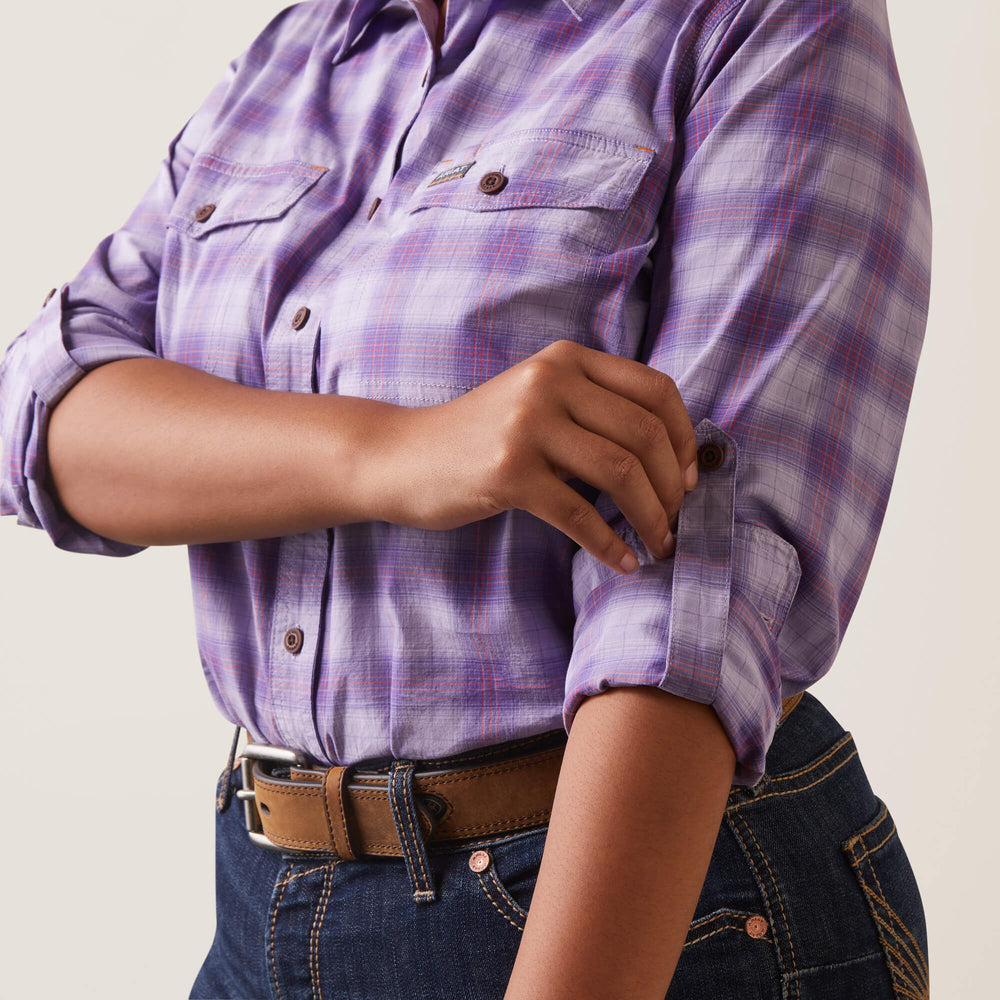 Rebar Made Tough DuraStretch Work Shirt Women - LAVENDAR PLAID