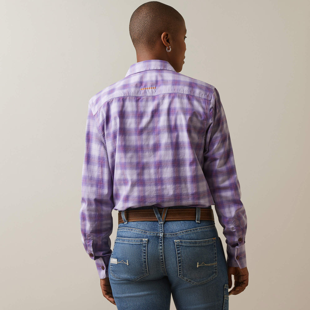 Rebar Made Tough DuraStretch Work Shirt Women - LAVENDAR PLAID