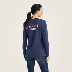 Rebar Workman USA Logo T-Shirt Women - MOOD INDIGO